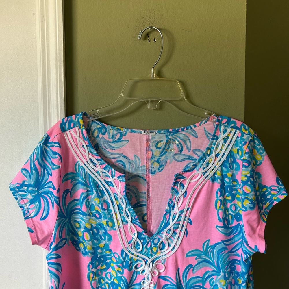 NWOT Lilly Pulitzer Tunic Pink and Blue Pineapple Print Sheath Dress Sz L - Picture 3 of 11